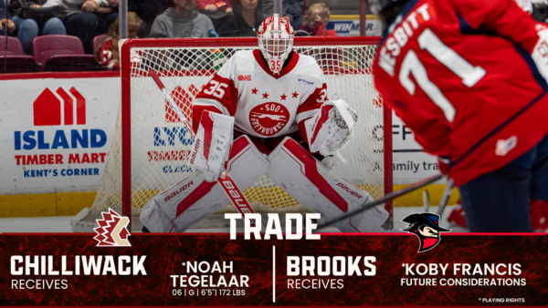 Chilliwack Chiefs Acquire Goaltender Noah Tegelaar